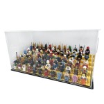 (Hitam) Kotak Display Cocok untuk Mini Figur Blok Bangunan, Tempat Penyimpanan Model dengan Penutup Debu, Rak Pajangan, 20x40.5x21cm